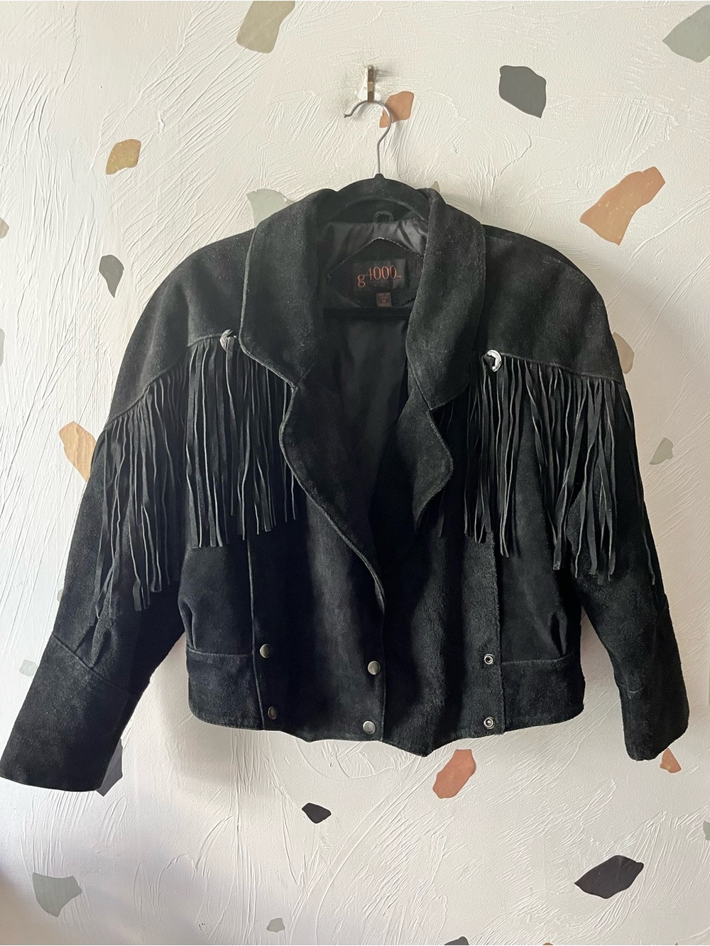Vintage 80’s G4000 Western Fringe Cropped 100% Leather Jacket size M